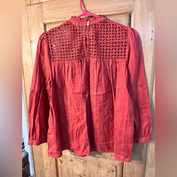 Gap Rust Color Top W/Cutout Detail Regencycore Edwardian Feminine Size Medium - Picture 8 of 10